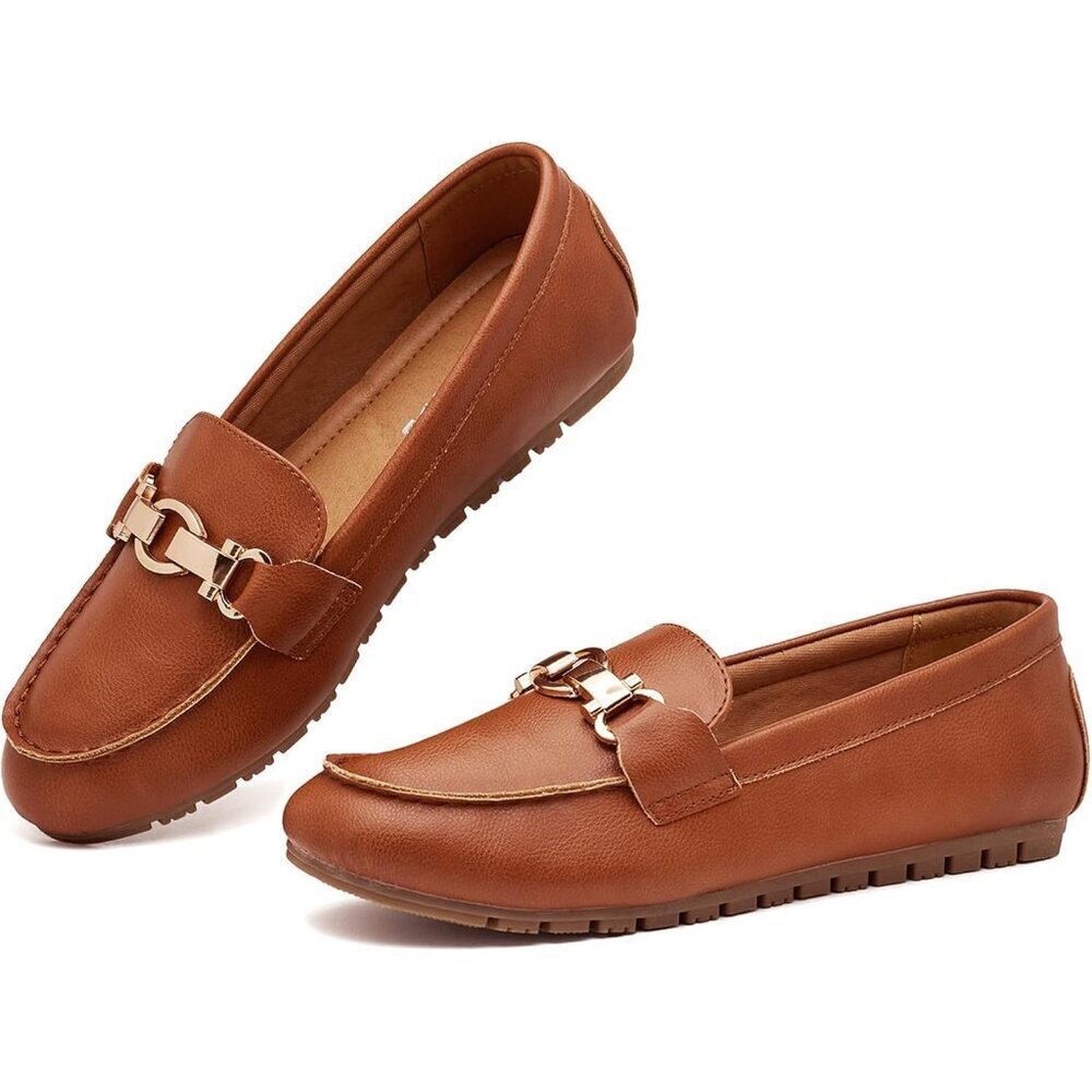 Womens Leather-camel CAMEL PEBBLE Slip On Comfort Chunky Heel Lug Sole Loafers